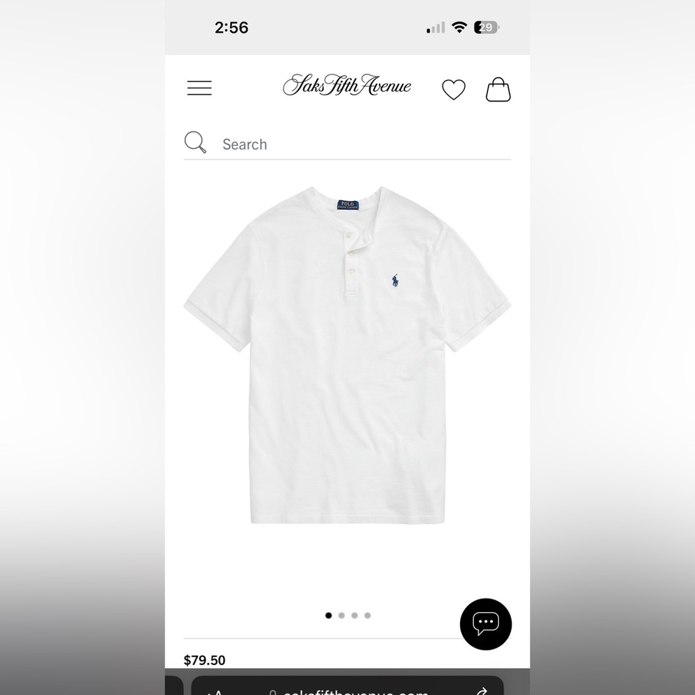 Ralph Lauren men’s white crew neck short sleeved shirt